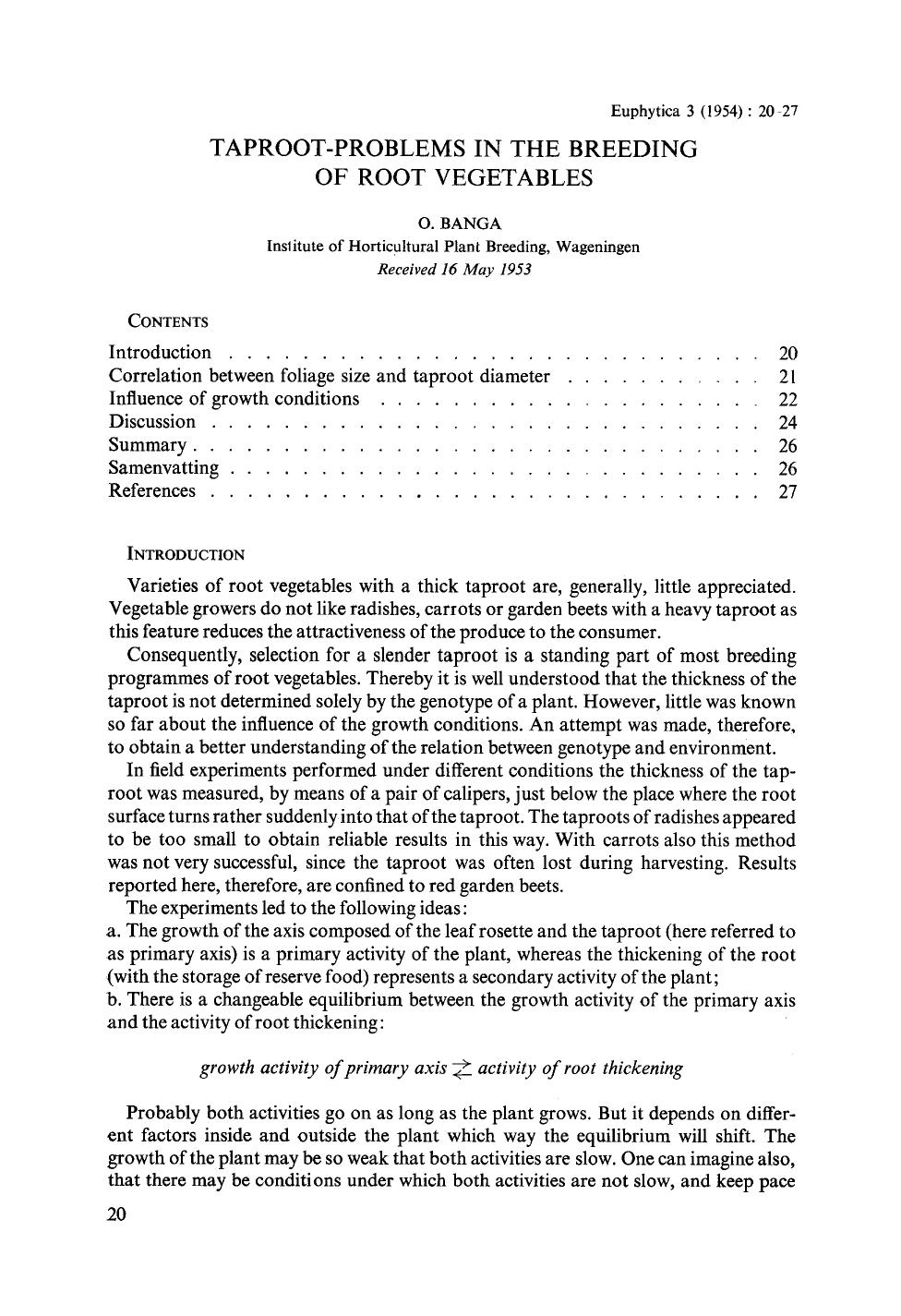 Taproot-problems in the breeding of root vegetables by Unknown