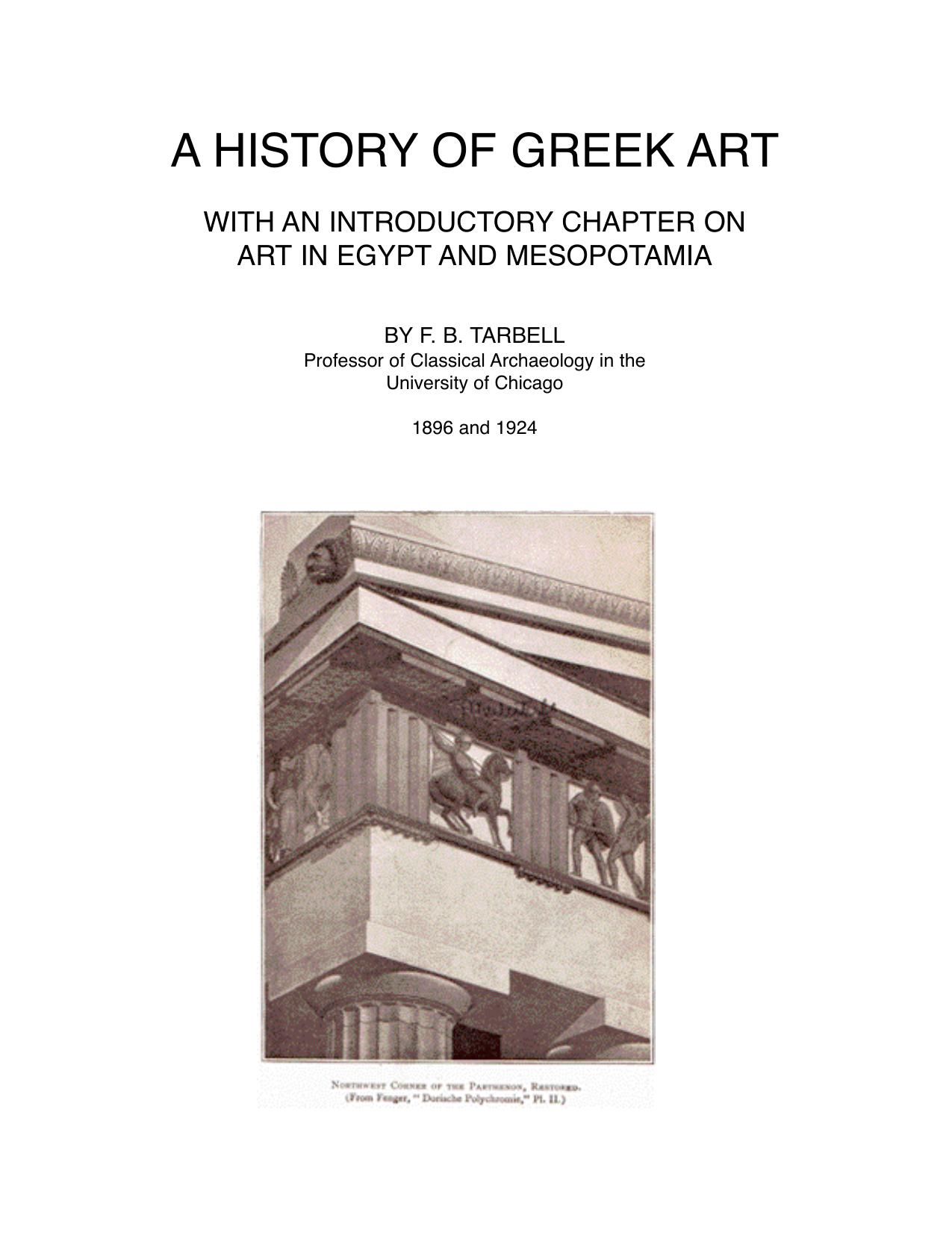 Tarbell History of Greek Art by F. B. Tarbell