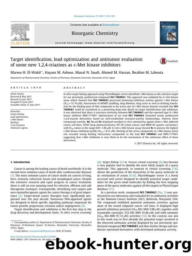 Target identification, lead optimization and antitumor evaluation of some new 1,2,4-triazines as c-Met kinase inhibitors by Marwa H. El-Wakil & Hayam M. Ashour & Manal N. Saudi & Ahmed M. Hassan & Ibrahim M. Labouta