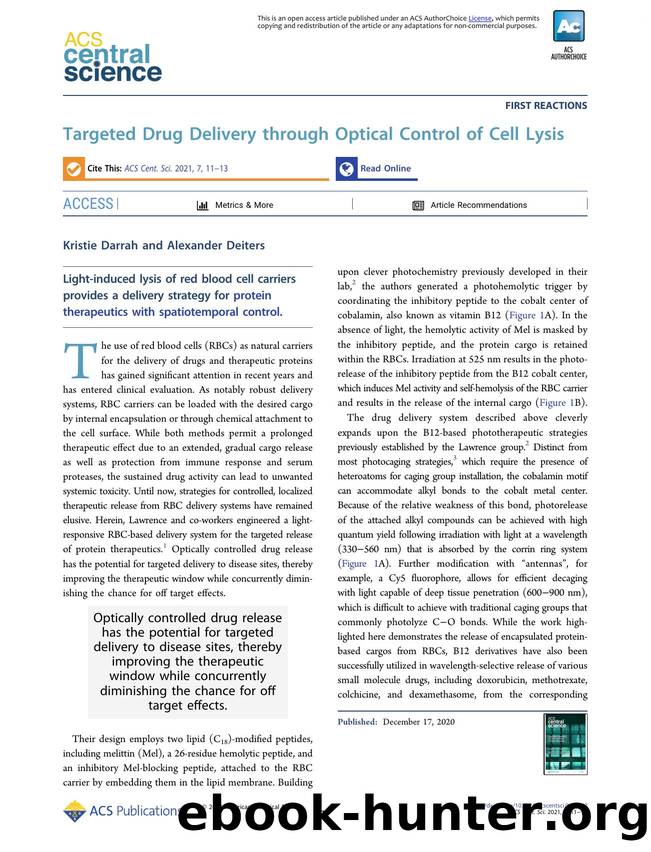Targeted Drug Delivery through Optical Control of Cell Lysis by Kristie Darrah & Alexander Deiters (ORCID: 0000-0003-0234-9209)