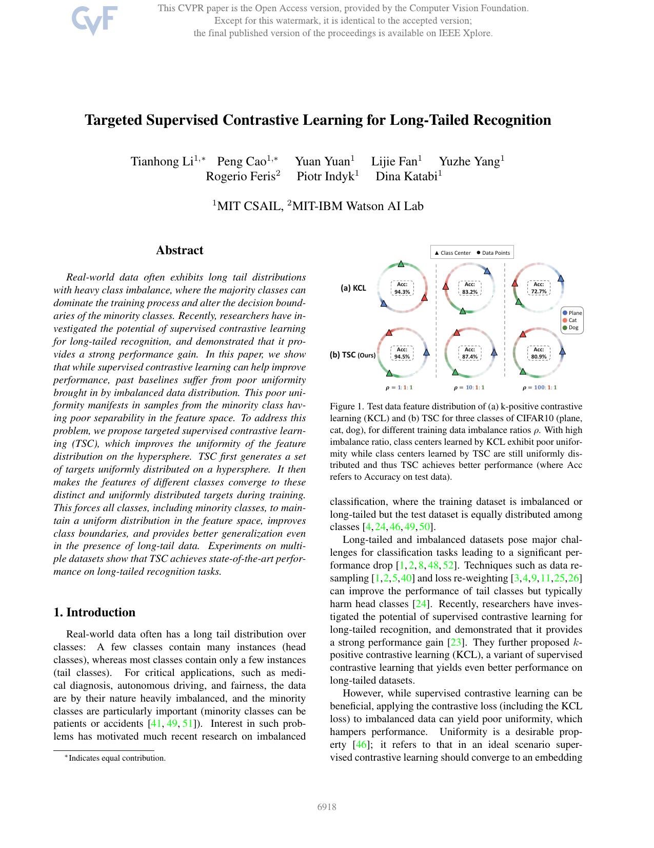 Targeted Supervised Contrastive Learning for Long-Tailed Recognition by unknow