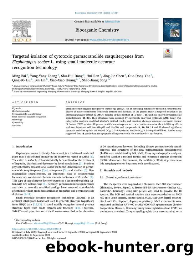 Targeted isolation of cytotoxic germacranolide sesquiterpenes from Elephantopus scaber L. using small molecule accurate recognition technology by unknow
