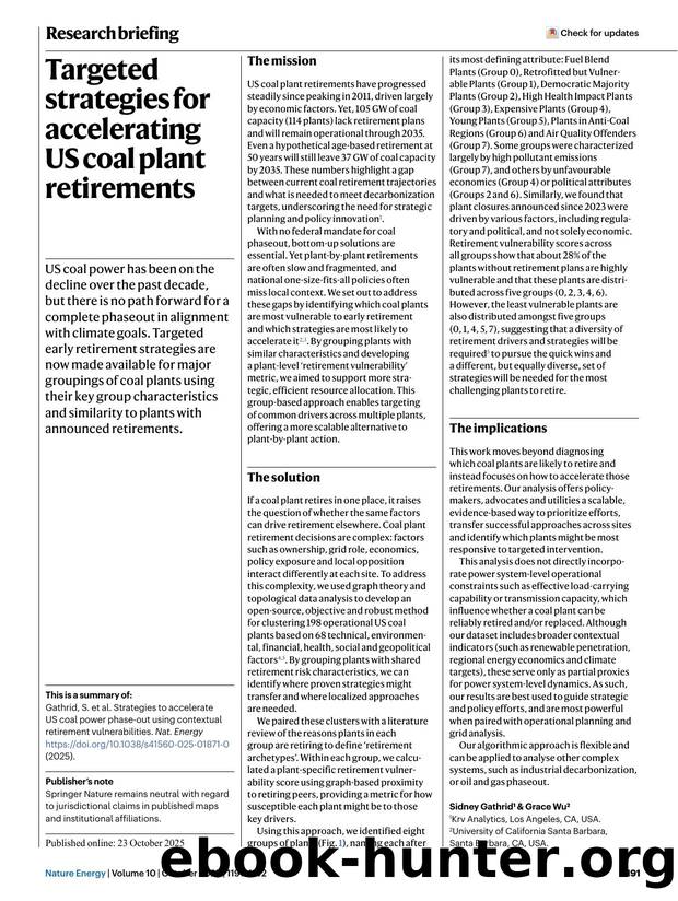 Targeted strategies for accelerating US coal plant retirements by Unknown