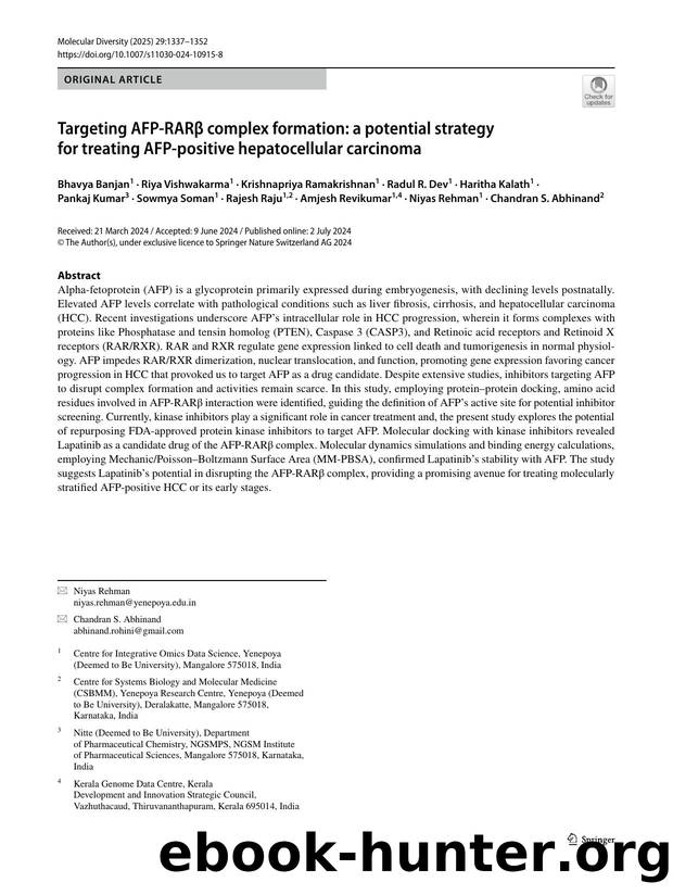 Targeting AFP-RARÎ² complex formation: a potential strategy for treating AFP-positive hepatocellular carcinoma by unknow