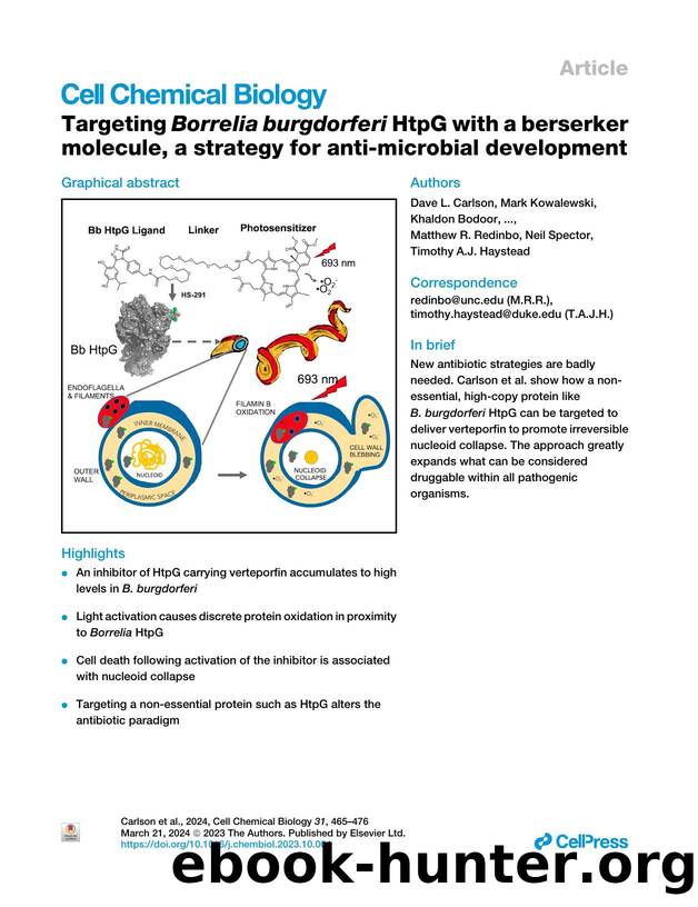 Targeting Borrelia burgdorferi HtpG with a berserker molecule, a strategy for anti-microbial development by unknow