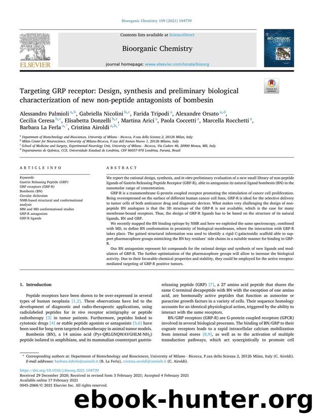 Targeting GRP receptor: Design, synthesis and preliminary biological characterization of new non-peptide antagonists of bombesin by unknow