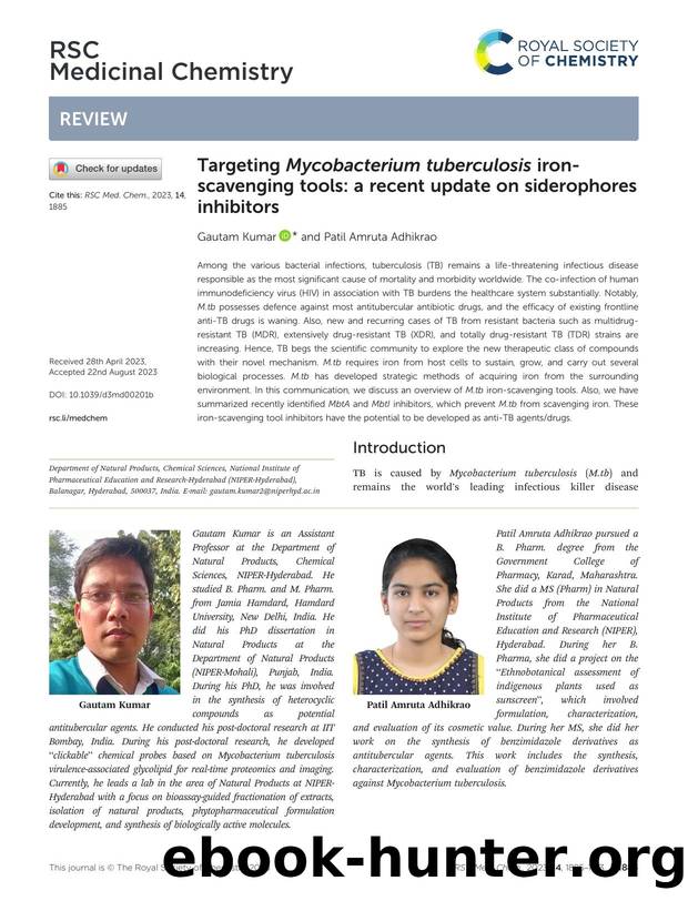 Targeting Mycobacterium tuberculosis iron-scavenging tools: a recent update on siderophores inhibitors by Gautam Kumar & Patil Amruta Adhikrao