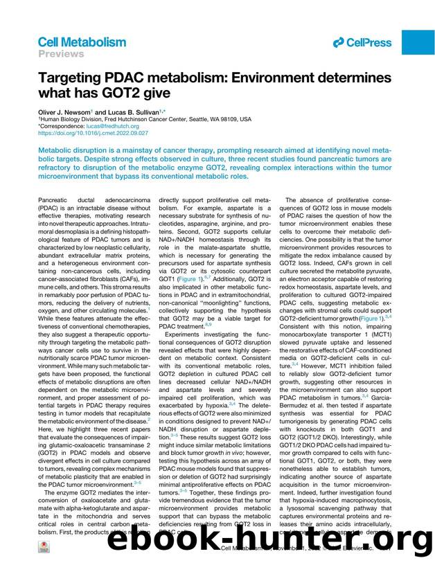 Targeting PDAC metabolism: Environment determines what has GOT2 give by Oliver J. Newsom & Lucas B. Sullivan