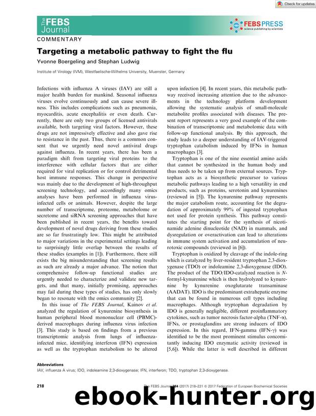 Targeting a metabolic pathway to fight the flu by Unknown