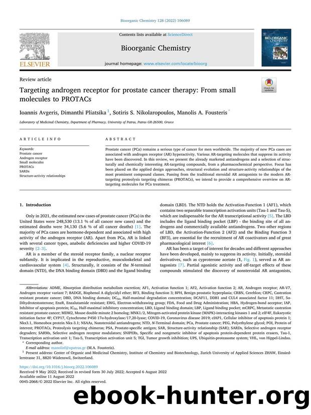 Targeting androgen receptor for prostate cancer therapy: From small molecules to PROTACs by Ioannis Avgeris & Dimanthi Pliatsika & Sotiris S. Nikolaropoulos & Manolis A. Fousteris