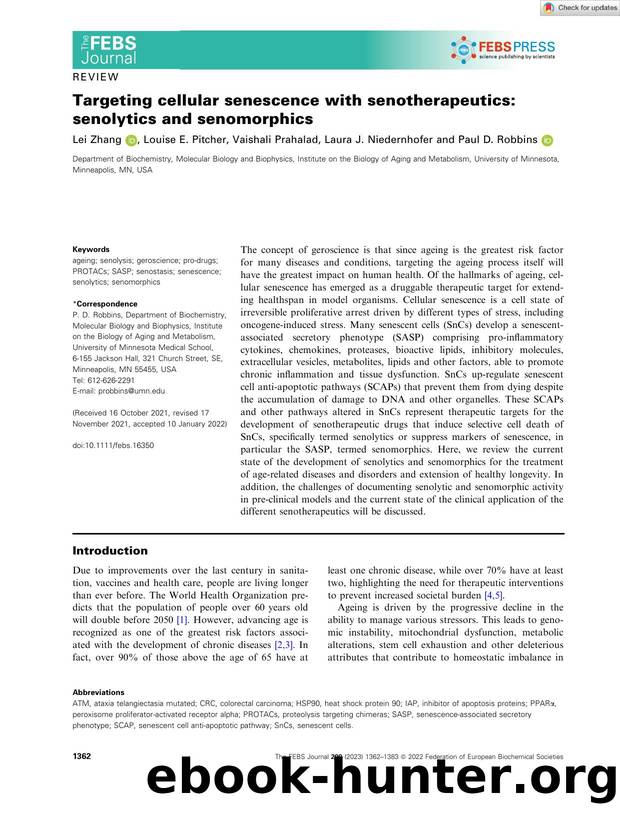 Targeting cellular senescence with senotherapeutics: senolytics and senomorphics by Unknown