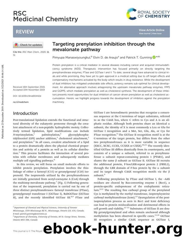 Targeting prenylation inhibition through the mevalonate pathway by Pimyupa Manaswiyoungkul & Elvin D. de Araujo & Patrick T. Gunning