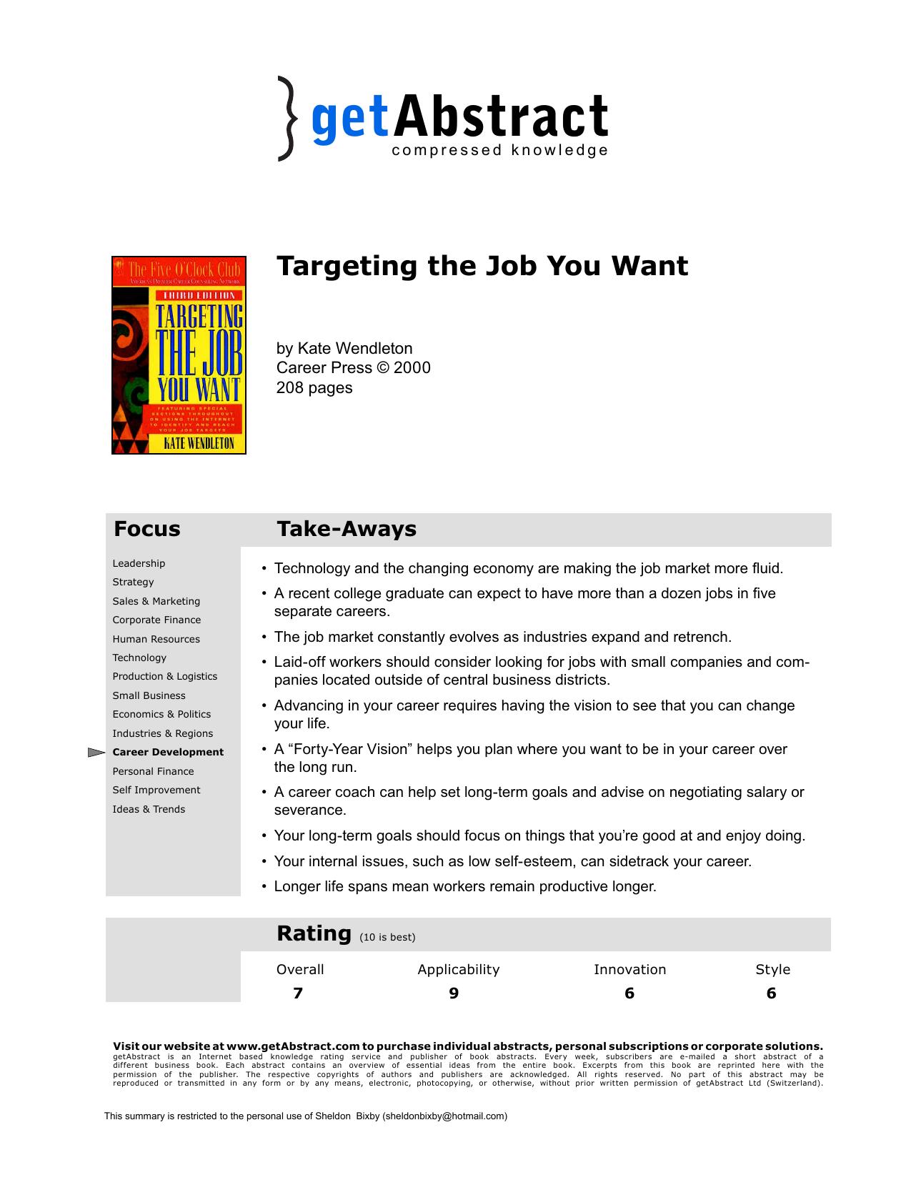 Targeting the Job You Want by getAbstract