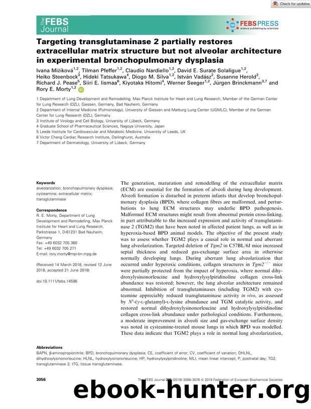 Targeting transglutaminase 2 partially restores extracellular matrix structure but not alveolar architecture in experimental bronchopulmonary dysplasia by Unknown