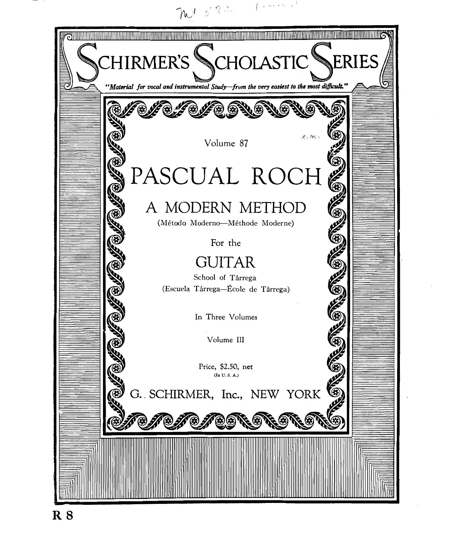 Tarrega, Pascual Roch A modern method for the guitar (School of Tarrega), vol 3 by Unknown