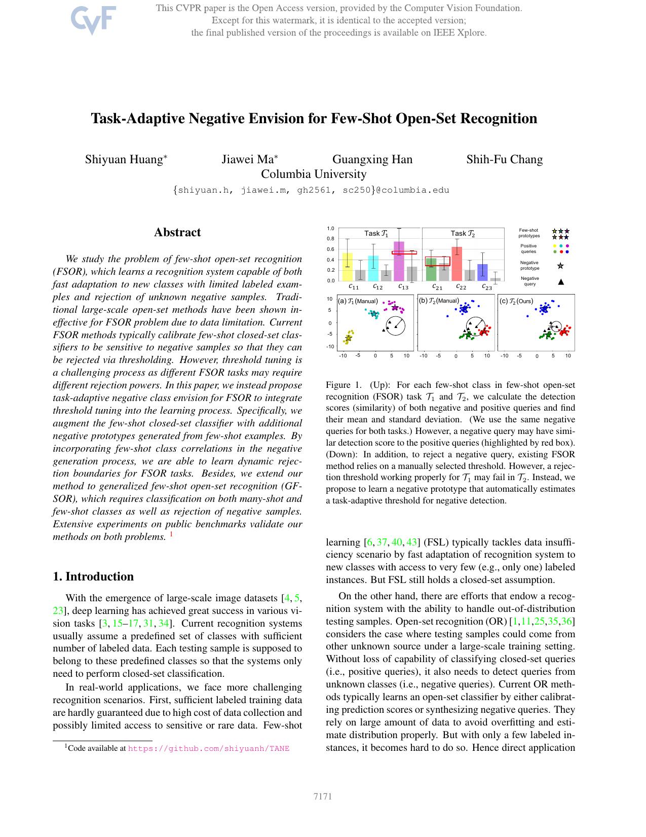 Task-Adaptive Negative Envision for Few-Shot Open-Set Recognition by Shiyuan Huang & Jiawei Ma & Guangxing Han & Shih-Fu Chang