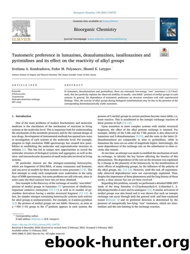 Tautomeric preference in lumazines, deazalumazines, isoalloxazines and pyrimidines and its effect on the reactivity of alkyl groups by Svetlana A. Kondrashova & Fedor M. Polyancev & Shamil K. Latypov
