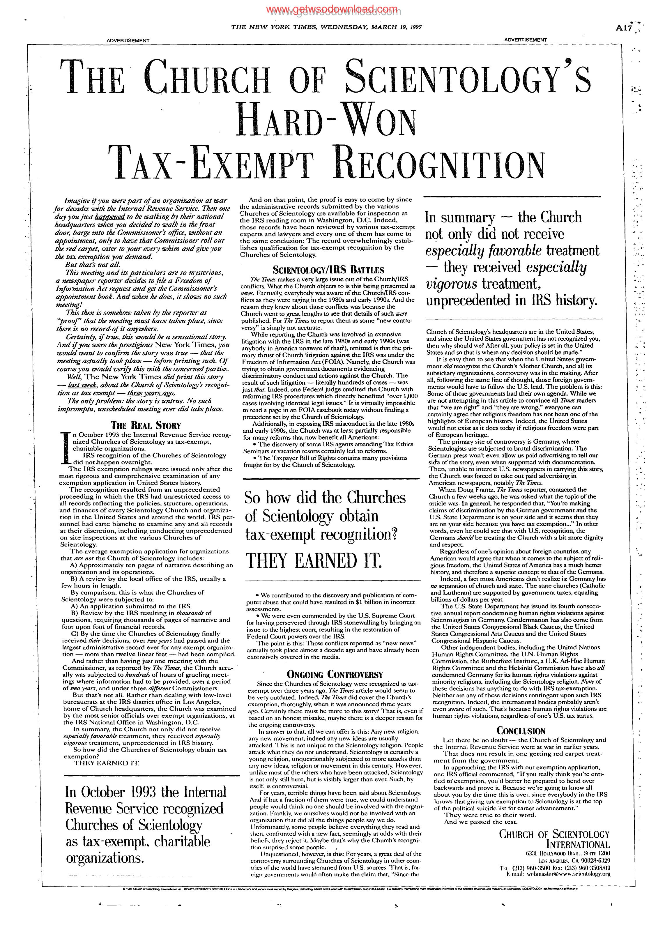 Tax Exempt Recognition by Unknown