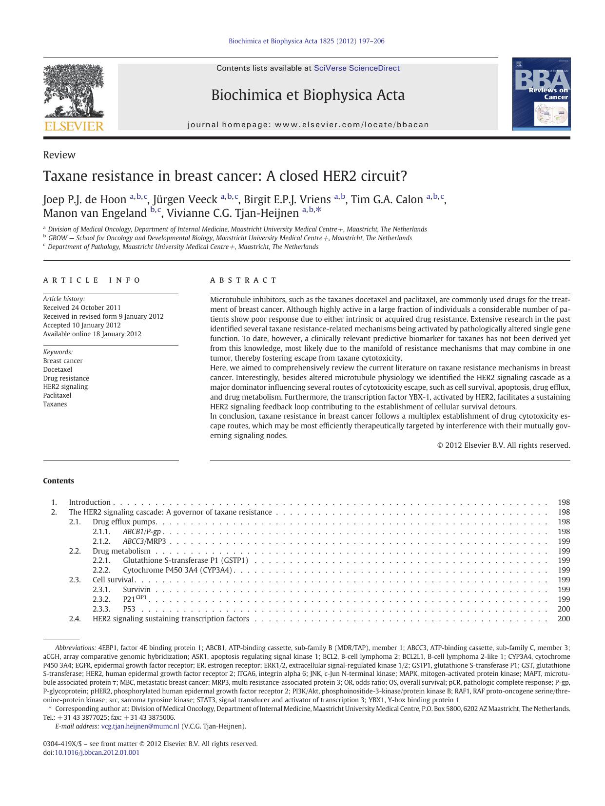 Taxane resistance in breast cancer: A closed HER2 circuit? by unknow