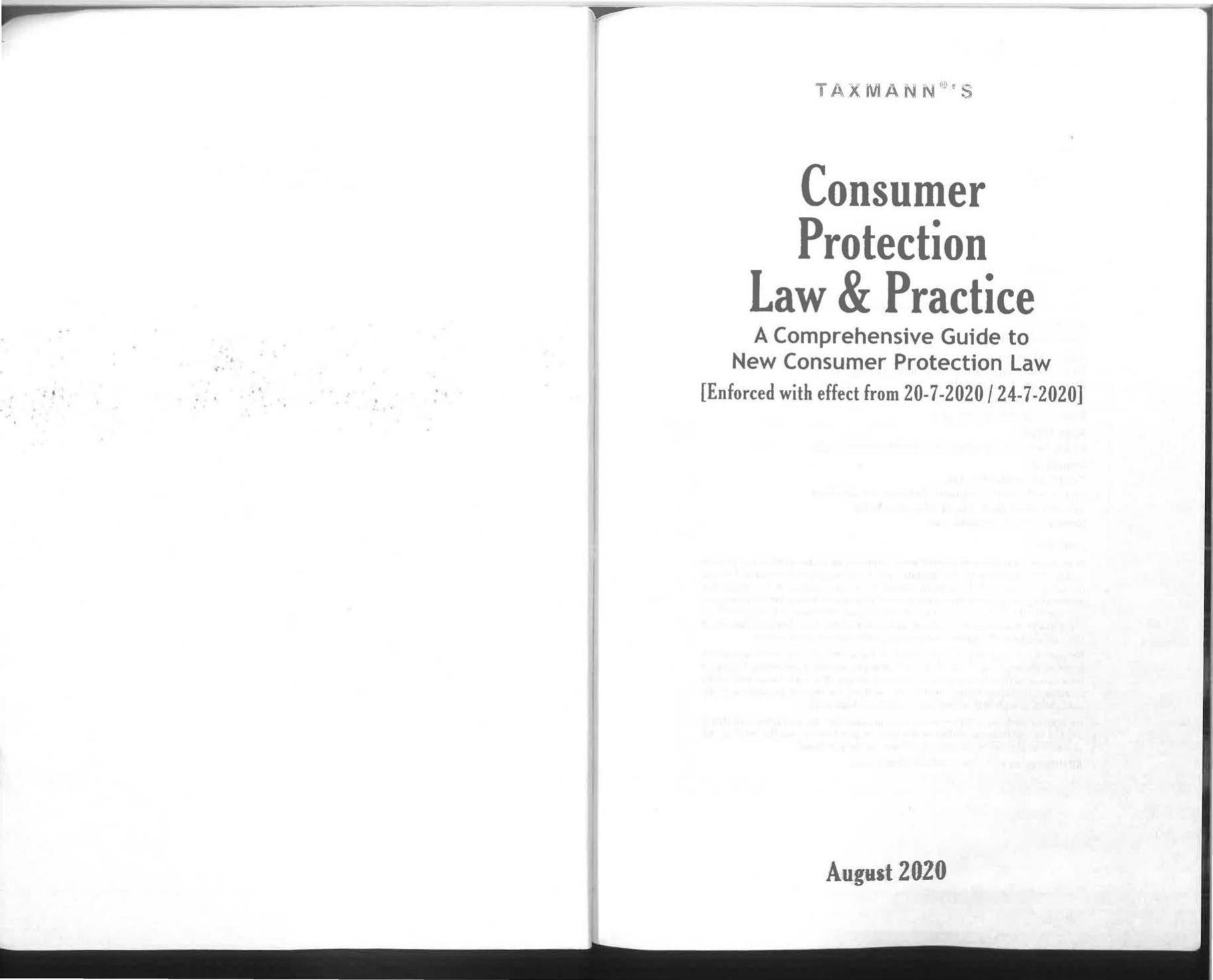 Taxmann's Consumer Protection Law & Practice - A Comprehensive Guide to New Consumer Protection Law (Enforced with effect from 20-7-2020/24-7-2020) by Taxmann