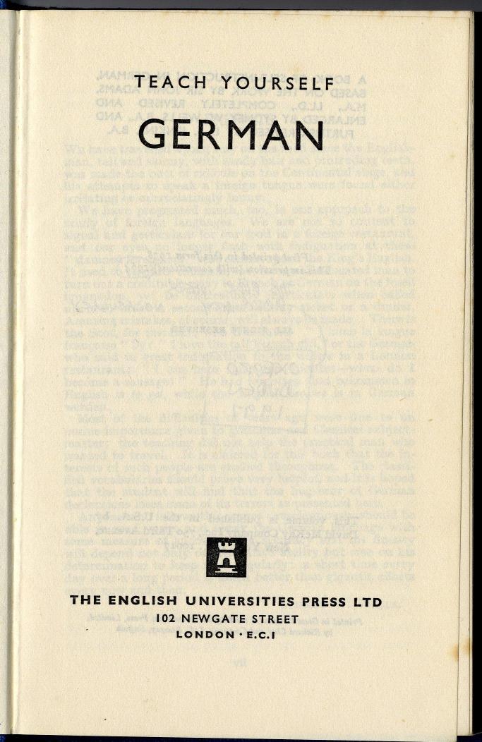 Teach Yourself German by Sir John Adams Sydney W. Wells Edward Stanley Jenkins