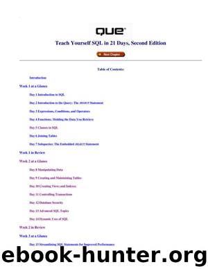 Teach Yourself SQL in 21 Days by Ronald R. Plew Bryan Morgan Jeff Perkins