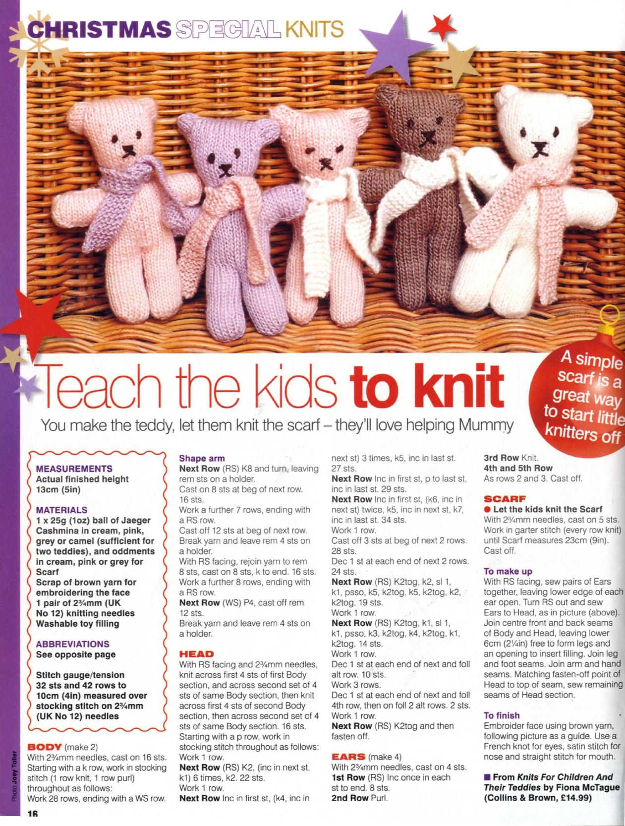 Teach the Kids To Knit Teddy & Scarf by Unknown