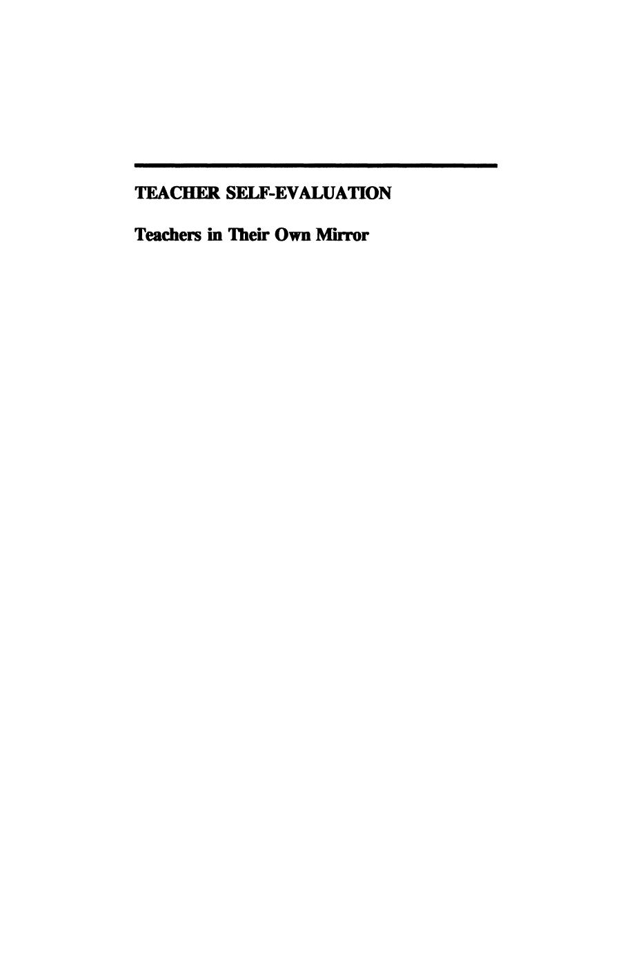Teacher Self-Evaluation: Teachers in Their Own Mirror by Lya Kremer-Hayon (auth.)