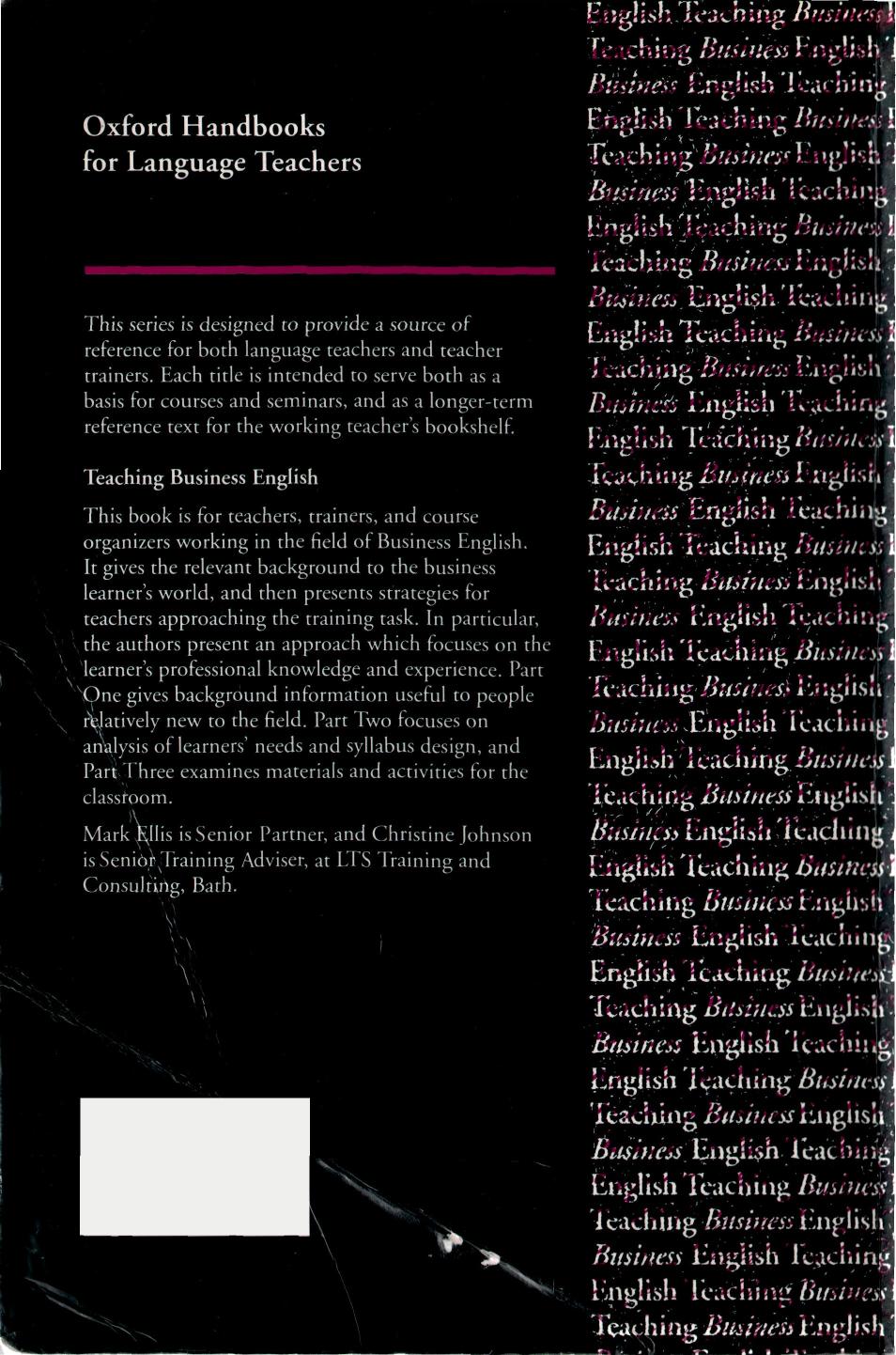 Teaching Business English - Oxford Handbooks for Language Teachers by Ellis Mark Johnson Christine