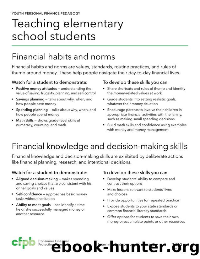 Teaching elementary school students by CFPB. Consumer Financial Protection Bureau