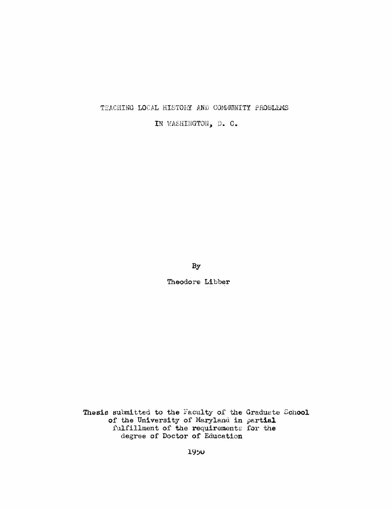 Teaching local history and community problems in Washington, D.C. by Libber Theodore