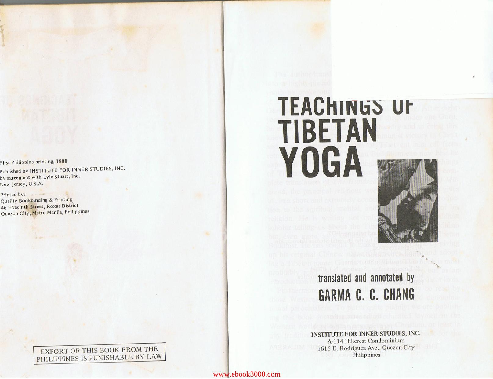 Teachings Of Tibetan Yoga by Unknow