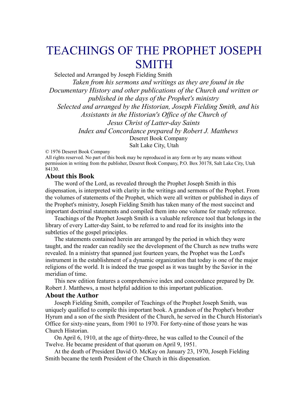 Teachings of the Prophet Joseph Smith by HARMONJC-S