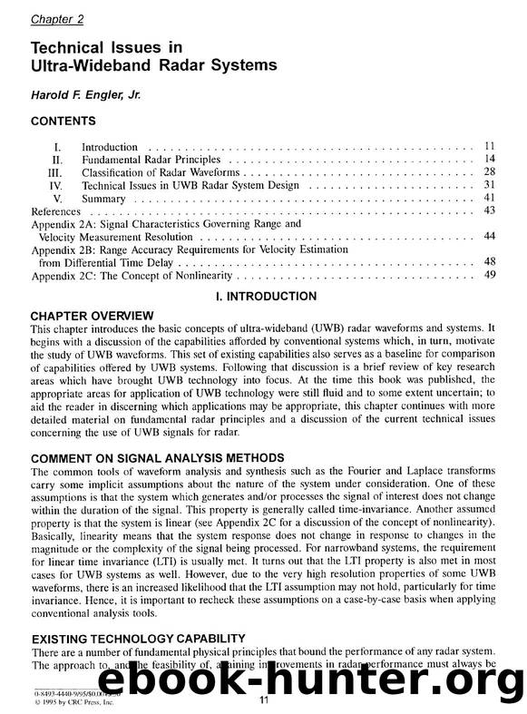Technical Issues in Ultra-Wideband Radar Systems by Harold F. Engler Jr