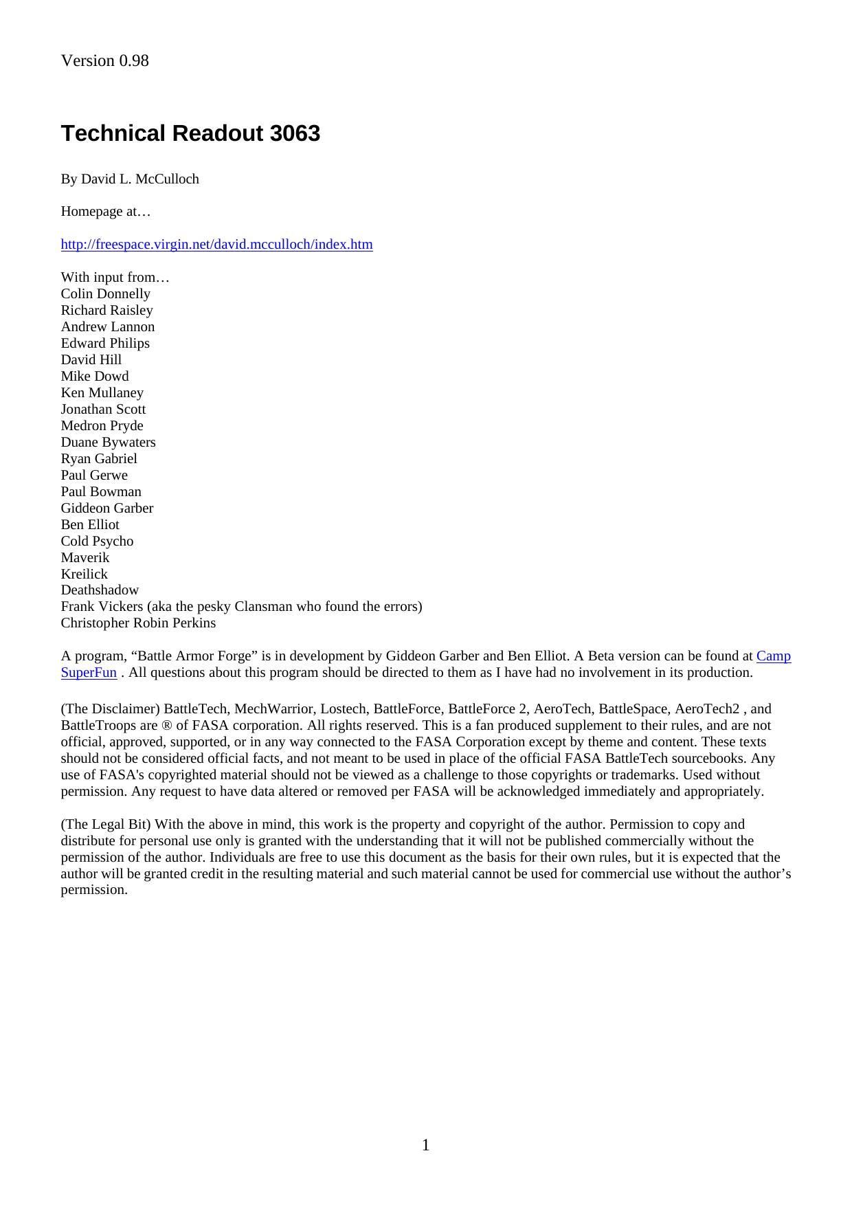 Technical Readout 3063.PDF by David L. McCulloch