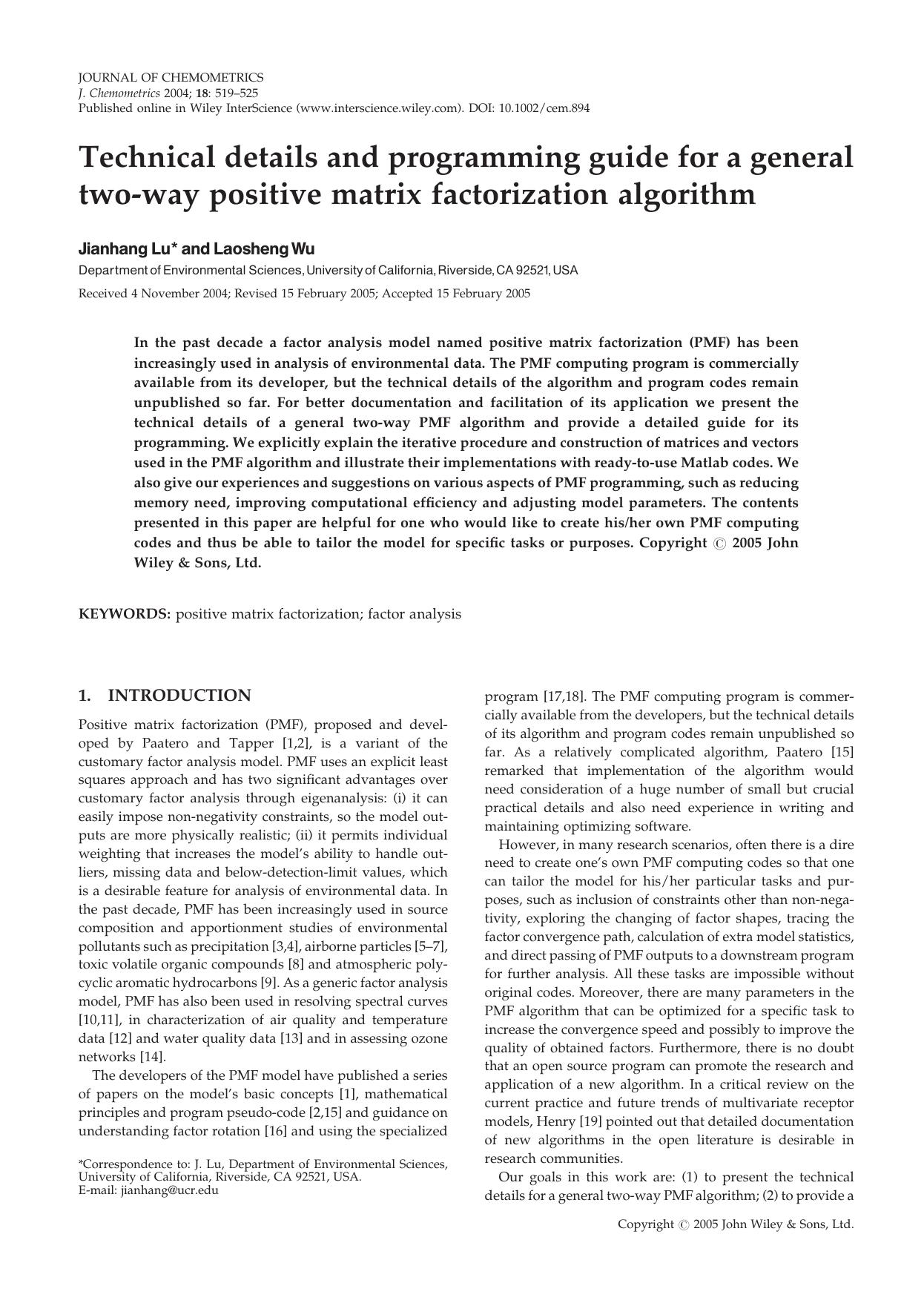 Technical details and programming guide for a general two-way positive matrix factorization algorithm by Unknown