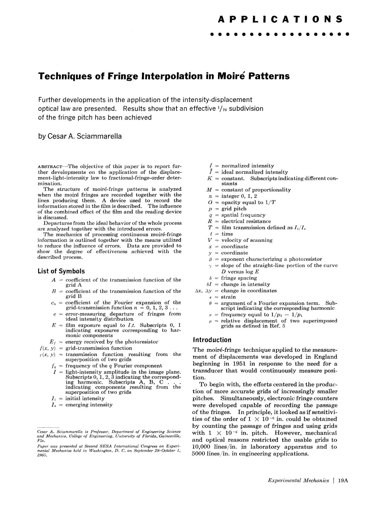 Techniques of fringe interpolation in moiré patterns by Unknown