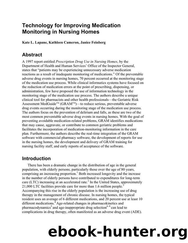 Technology for Improving Medication Monitoring in Nursing Homes by Unknown