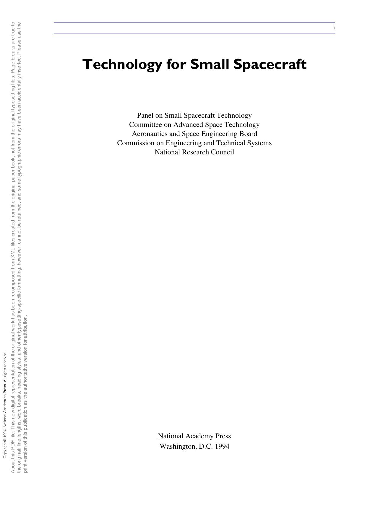 Technology for Small Spacecraft by unknow