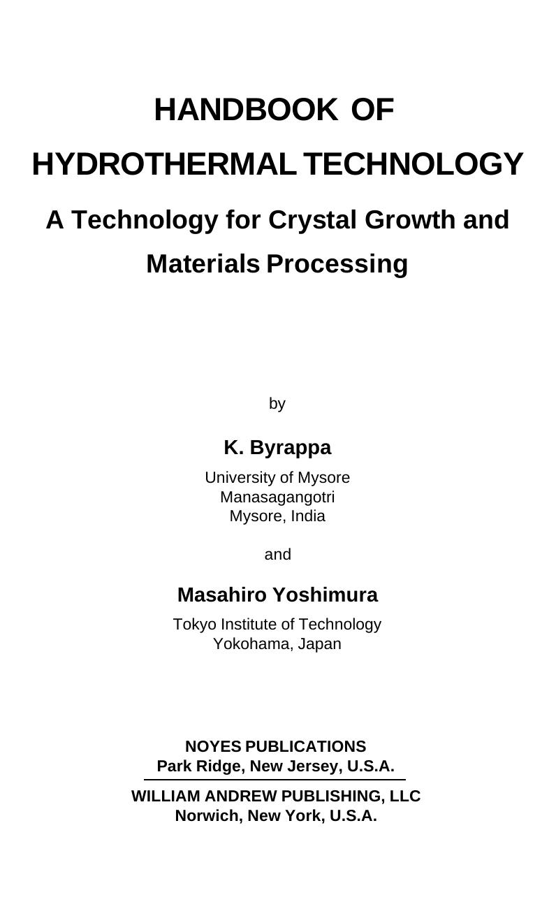 Technology of Hydrothermal Crystal Growth by Unknown