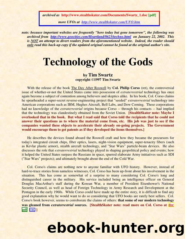 Technology of the Gods by Tim Swartz