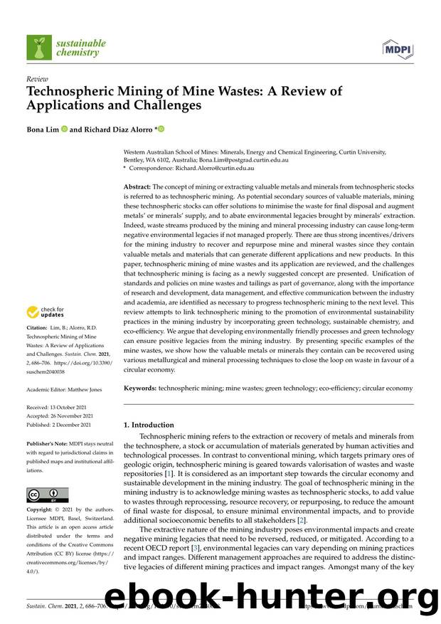 Technospheric Mining of Mine Wastes: A Review of Applications and Challenges by Bona Lim & Richard Diaz Alorro