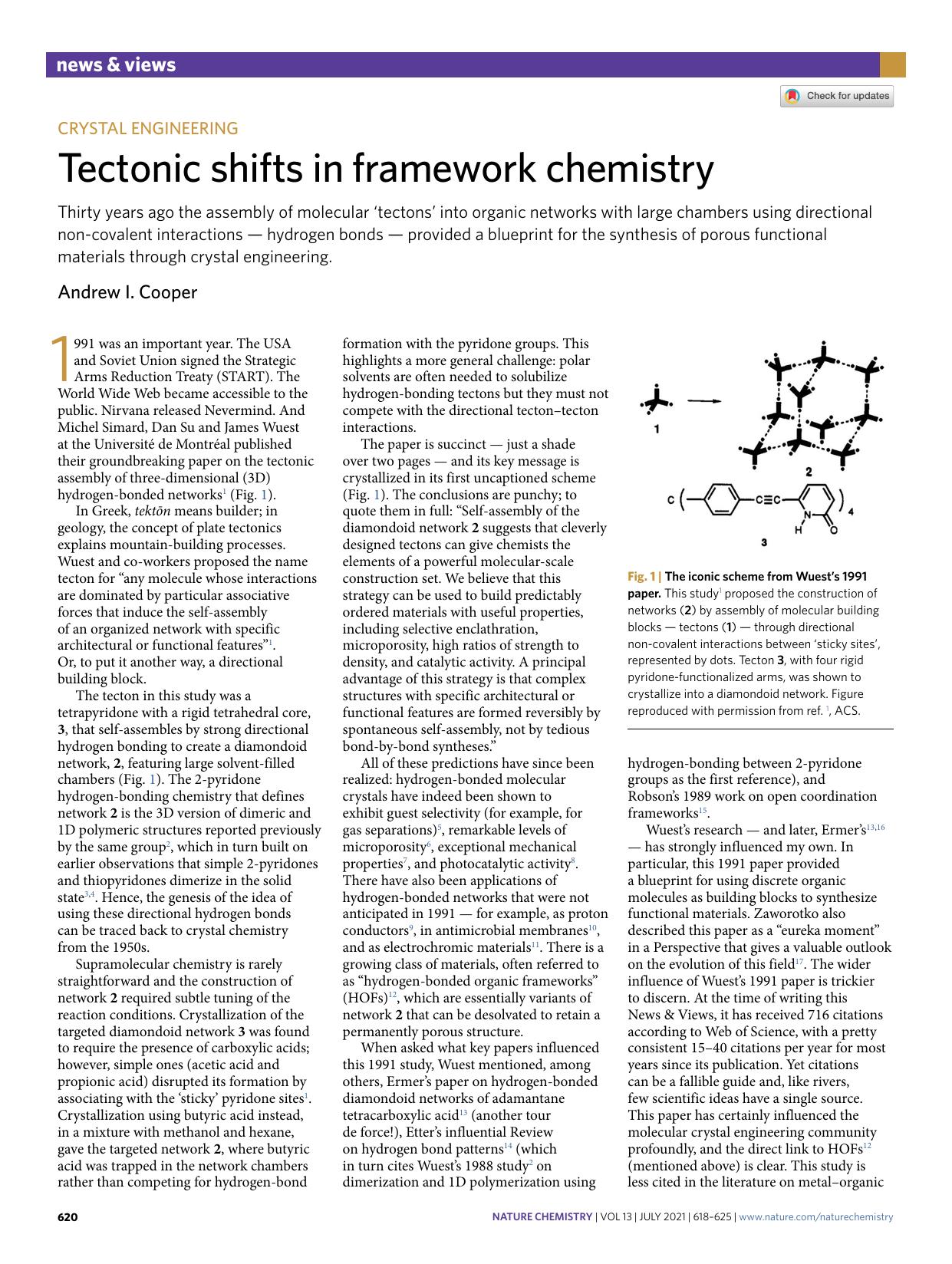Tectonic shifts in framework chemistry by Andrew I. Cooper