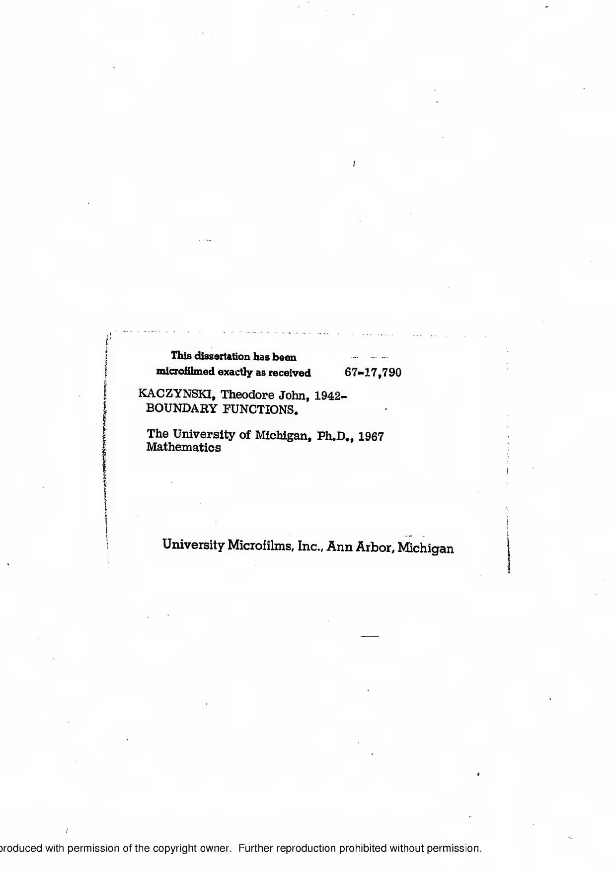 Ted Kaczynski Boundary Functions by Unknown