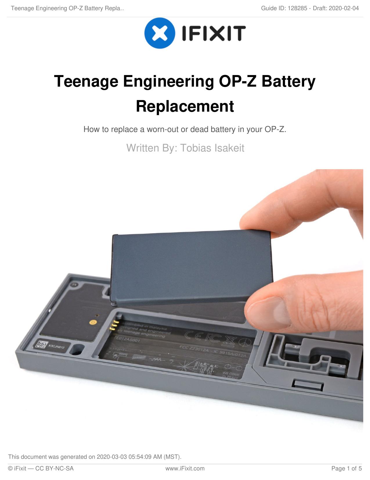 Teenage Engineering OP-Z Battery Replacement by Unknown