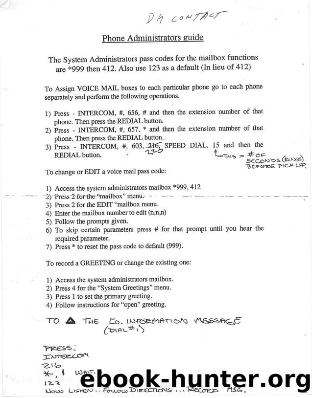 Teleco Contact Phone Administrator's Guide by Unknown