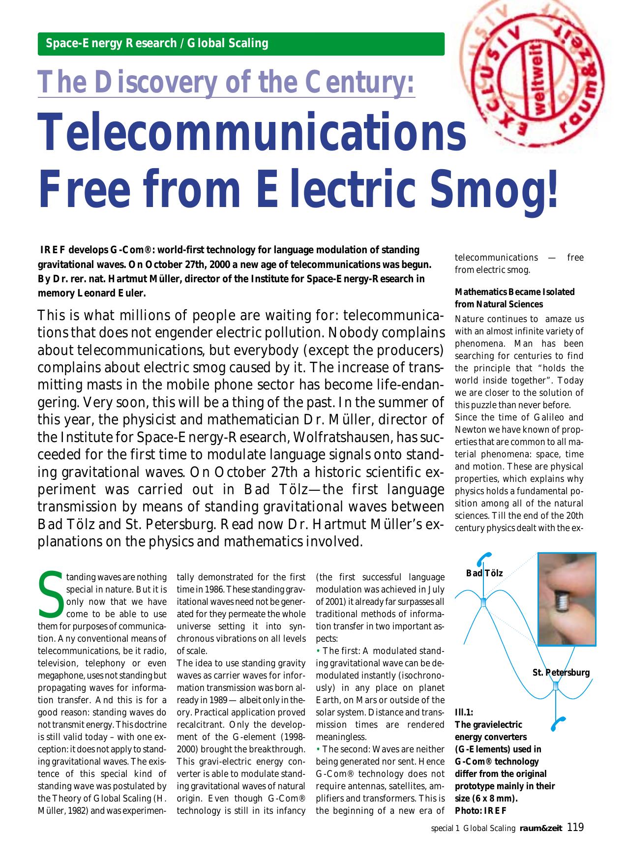 Telecommunications with standing gravitational waves (G-Com) by Unknown