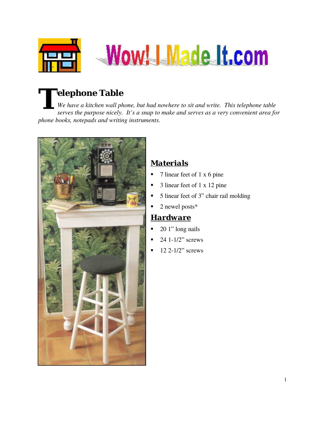 Telephone Table by Telephone Table (Wall Mounted)