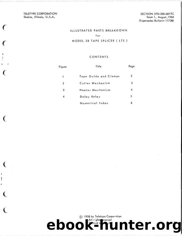 Teletype Tape Splicer LTS Parts Manual by Teletype Corp