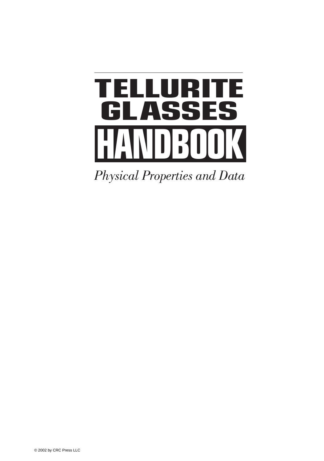Tellurite Glasses Handbook: Physical Properties and Data by Raouf A.H. El-Mallawany